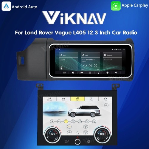 12.3 Inch Touch Screen Car Radio And AC For Land Rover Range Rover Vogue L405 2013-2017 Multimedia Player GPS Navigation Head Unit (Black All)