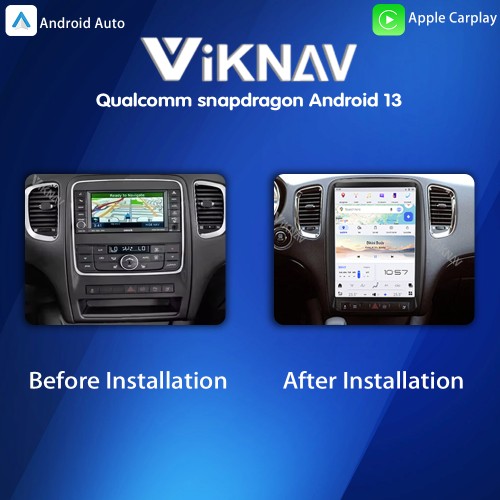 Viknav 13.8 inch Car Radio For Dodge Durango 2011-2013 Wireless Carplay Android 13 Touch Screen Tape Recorder Head Unit Multimedia Player