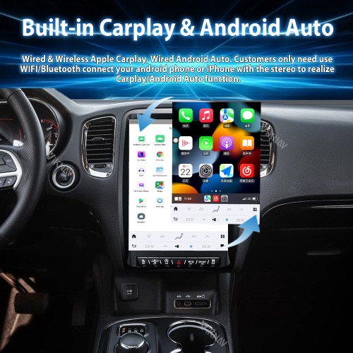 Viknav 13.8 inch Car radio For Dodge Durango 2014-2016 Wireless Carplay Android 13 Touch Screen Tape Recorder Head Unit Multimedia Player