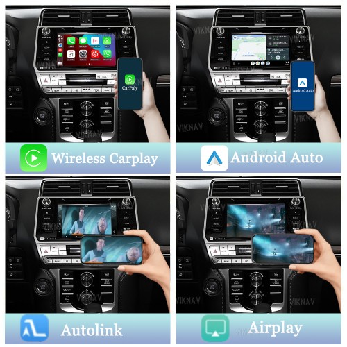 Viknav Linux System For Toyota Prado 2018-2021 Decoder Box Wireless Apple CarPlay Android Auto Only Support Original Car Screen