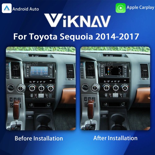 Viknav Linux System For Toyota Sequoia 2014-2017 Decoder Box Wireless Apple CarPlay Android Auto Only Support Original Car Screen