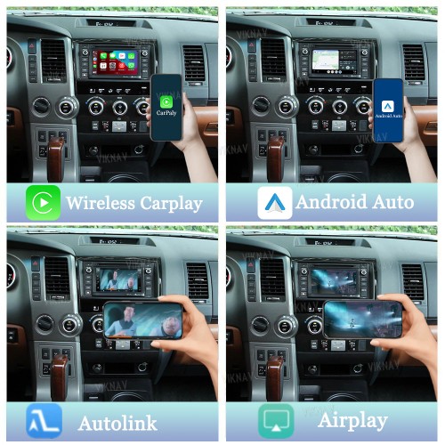 Viknav Linux System For Toyota Sequoia 2014-2017 Decoder Box Wireless Apple CarPlay Android Auto Only Support Original Car Screen