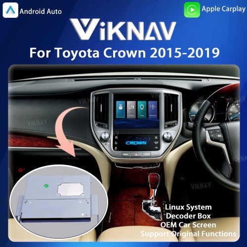 Viknav Linux System OEM Car For Toyota Crown 2015-2019 Upgrade Decoder Box MuItimedia Wireless CarPlay Android Auto