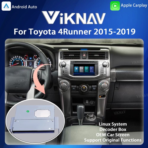 Viknav Linux System OEM Car For Toyota 4Runner 2015-2019 Upgrade Decoder Box MuItimedia Wireless CarPlay Android Auto