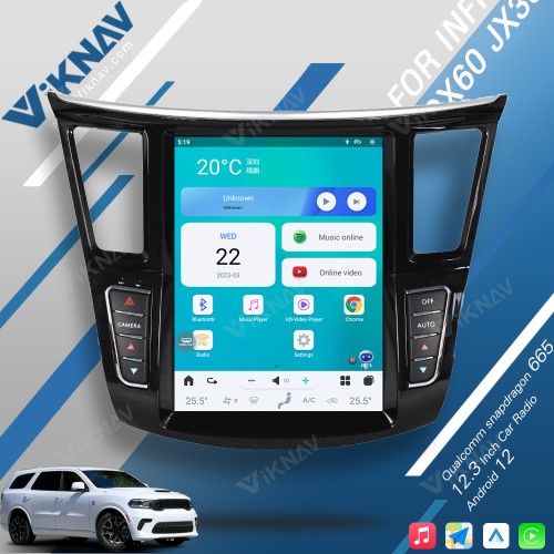 Viknav 12.3 Inch Car Radio For Infiniti QX60 JX35 2011-2020 Multimedia Player GPS Carplay 4G WIFI Head Unit Stereo Receiver(128GB)