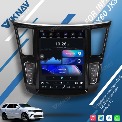 Viknav 12.3 Inch Car Radio For Infiniti QX60 JX35 2011-2020 Multimedia Player GPS Carplay 4G WIFI Head Unit Stereo Receiver(128GB)