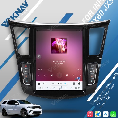Viknav 12.3 Inch Car Radio For Infiniti QX60 JX35 2011-2020 Multimedia Player GPS Carplay 4G WIFI Head Unit Stereo Receiver(128GB)