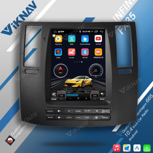 Viknav 10.4 inch Car Stereo Autoradio GPS Navigation For Infiniti FX35 2008-2011 Multimedia Video Radio Player HD Screen Head Unit(128GB)