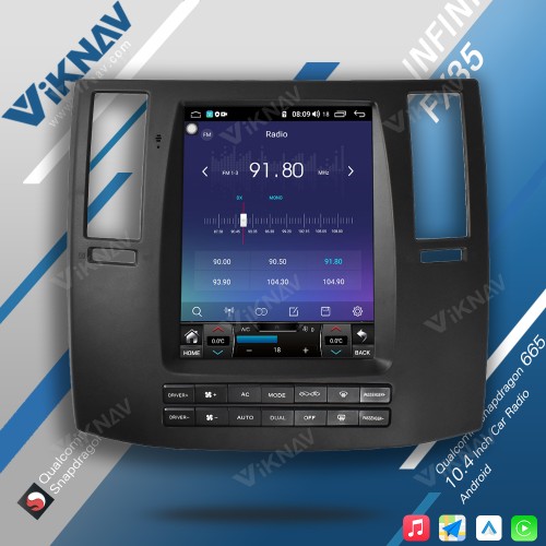 Viknav 10.4 inch Car Stereo Autoradio GPS Navigation For Infiniti FX35 2008-2011 Multimedia Video Radio Player HD Screen Head Unit(128GB)
