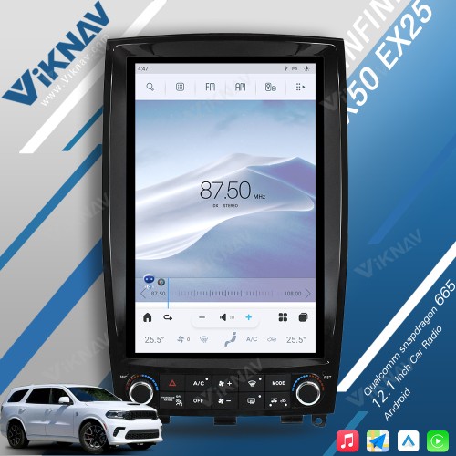 Viknav Android Car GPS Navigation For Infiniti QX50 EX25 2010-2017 Car Radio Latest System Stereo Recorder Wireless Carplay Head Unit(128GB)