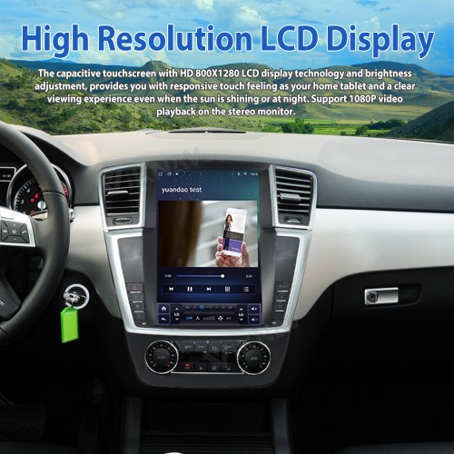 Viknav 12.3 Inch Android Car Radio For  Mercedes Benz ML GL 2012-2015 Stereo Multimedia Player GPS Navigation( 128GB）