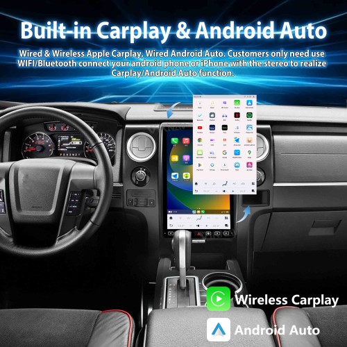Viknav Upgrade Android Car Radio For Ford F150 2013-2014 Wireless Carplay 14.4 inch Touch Screen GPS Navigation Multimedia player Auto Stereo Head Unit(128GB)