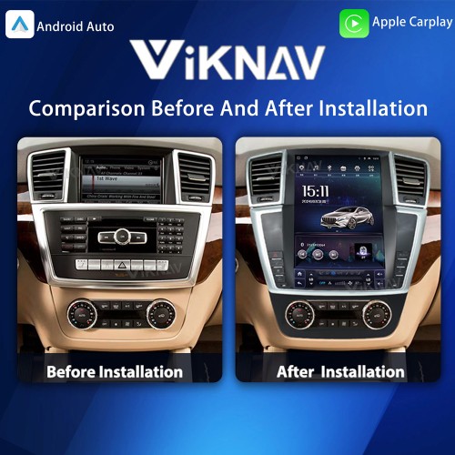 Viknav 12.3 Inch Android Car Radio For  Mercedes Benz ML GL 2012-2015 Stereo Multimedia Player GPS Navigation( 128GB）