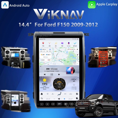 Viknav Upgrade Android Car Radio For Ford F150 2009-2012 Wireless Carplay 14.4 inch Touch Screen GPS Navigation Multimedia player Auto Stereo Head Unit(128GB)