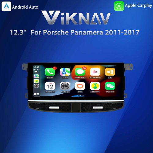 Viknav 12.3 Inch For Porsche Panamera 2011-2017 Multimedia Player Touch Screen Head Unit Android Auto Tape Recorder GPS Navigation