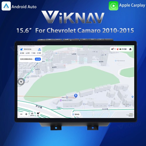 Viknav Andriod Auto Car Stereo 15.6 Inch Car Radio For Chevrolet Camaro 2010-2015 Wireless Carplay Double DIN GPS Navigation Multimedia Player Head Unit