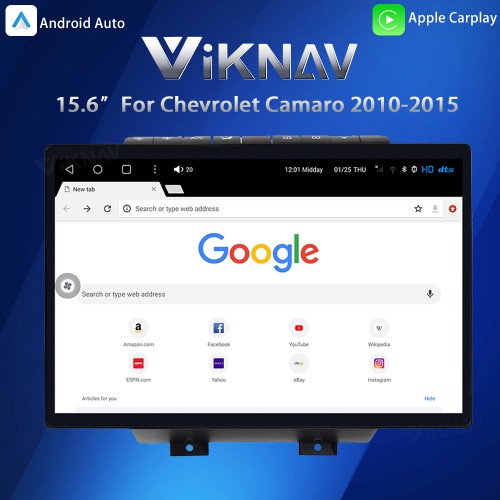 Viknav Andriod Auto Car Stereo 15.6 Inch Car Radio For Chevrolet Camaro 2010-2015 Wireless Carplay Double DIN GPS Navigation Multimedia Player Head Unit