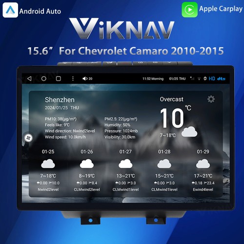 Viknav Andriod Auto Car Stereo 15.6 Inch Car Radio For Chevrolet Camaro 2010-2015 Wireless Carplay Double DIN GPS Navigation Multimedia Player Head Unit