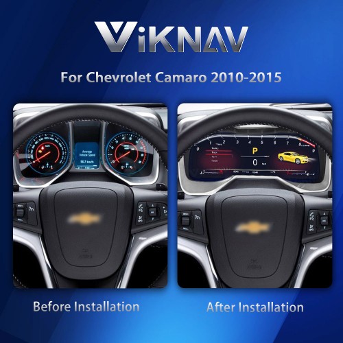 Viknav 12.3 Inch Digital Dash Instrument Cluster Replacement For Chevrolet 5th Gen Camaro 2010-2015 Linux LCD Cluster Display Speedometer Guage