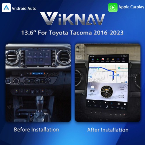 Viknav 13.6 INCH Car radio For Toyota Tacoma 2016-2023 Vertical Screen Android Auto Carplay Stereo Car GPS Navigation Multimedia Player Head UNIT (128GB)