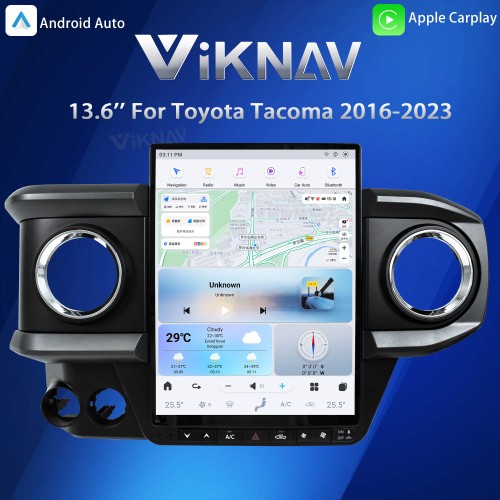 Viknav 13.6 INCH Car radio For Toyota Tacoma 2016-2023 Vertical Screen Android Auto Carplay Stereo Car GPS Navigation Multimedia Player Head UNIT (128GB)