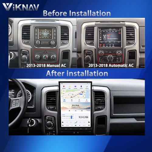 Viknav Upgrade Android 14.4 inch Car radio For Dodge RAM 2013-2018 Wireless Carplay GPS Navigation Multimedia Player Head Unit （128GB）
