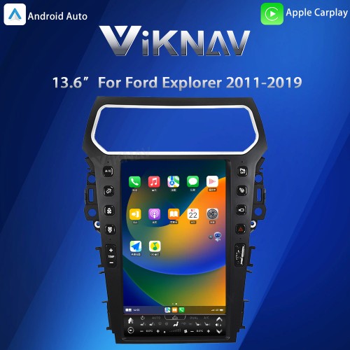 Viknav 13.6″ IPS QHD Andriod Car Radio For Ford Explorer 2011-2019 Touch Stereo Screen GPS Navigation Carplay Multimedia Player Head Unit