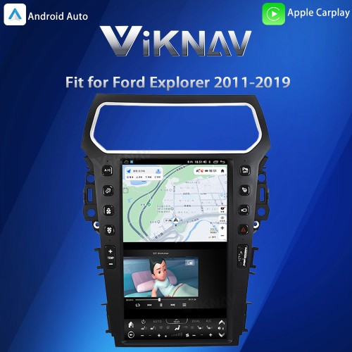 Viknav 13.6″ IPS QHD Andriod Car Radio For Ford Explorer 2011-2019 Touch Stereo Screen GPS Navigation Carplay Multimedia Player Head Unit