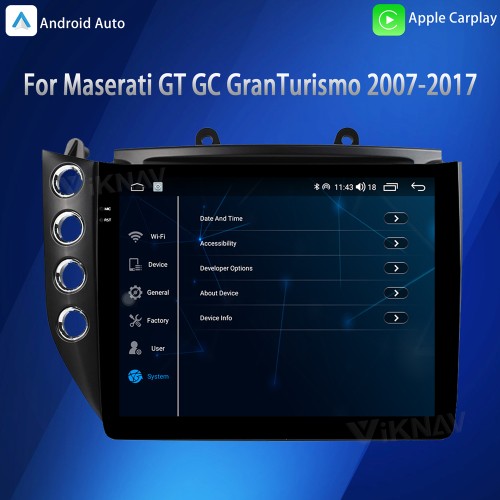 Viknav 10.25 Inch Android 8 Core Car Radio Player For Maserati GT GC GranTurismo 2007-2017 Car Multimedia Player GPS Navigation(Black 128GB)