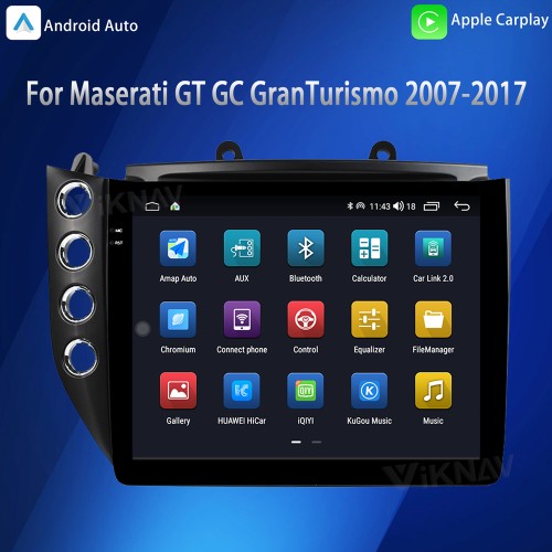 Viknav 10.25 Inch Android 8 Core Car Radio Player For Maserati GT GC GranTurismo 2007-2017 Car Multimedia Player GPS Navigation(Black 128GB)