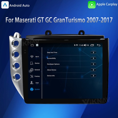 Viknav 10.25 Inch Android 8 Core Car Radio Player For Maserati GT GC GranTurismo 2007-2017 Car Multimedia Player GPS Navigation(Silver 128GB)