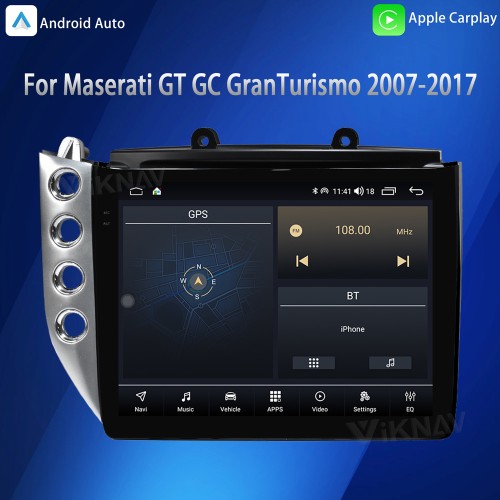 Viknav 10.25 Inch Android 8 Core Car Radio Player For Maserati GT GC GranTurismo 2007-2017 Car Multimedia Player GPS Navigation(Silver 128GB)