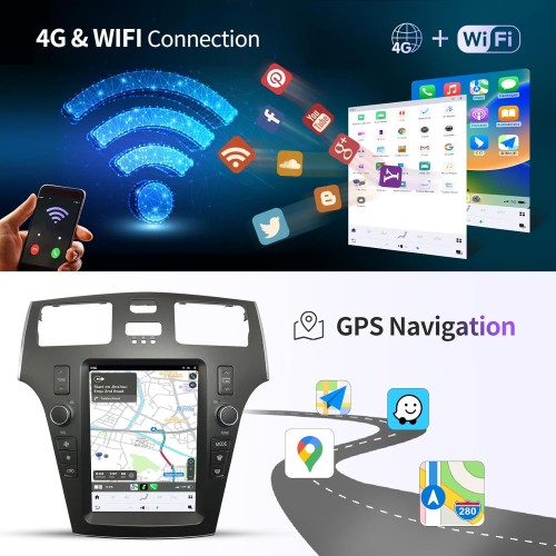 Viknav Car Radio Stereo for Lexus ES330 ES300 XV30 2001-2006 Radio Upgrade 10.4 Inch Tesla Style Touch Screen Replacement Head Unit with Wireless CarPlay & Android Auto