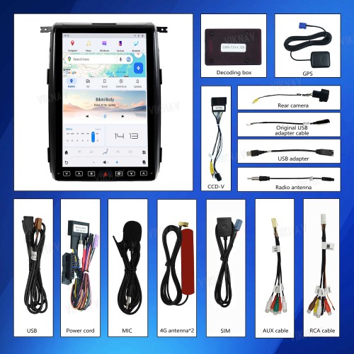 Viknav Upgrade Android Car Radio For Ford F150 2013-2014 Wireless Carplay 14.4 inch Touch Screen GPS Navigation Multimedia player Auto Stereo Head Unit(128GB)