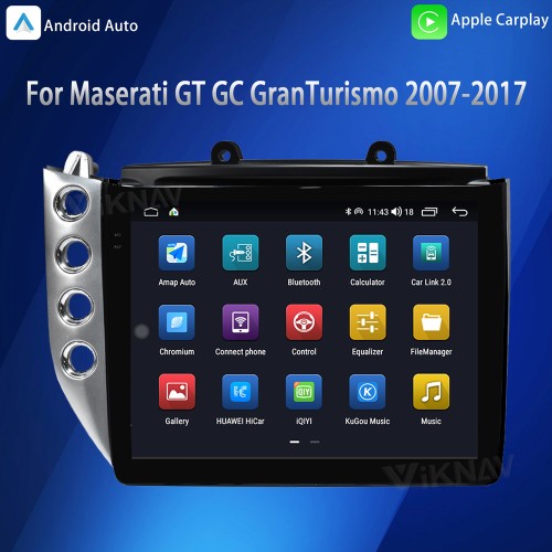 Viknav 10.25 Inch Car Radio Upgraded For Maserati GT GranTurismo 2007-2017 Multimedia Player GPS Navigation Carplay Auto Stereo Receiver Replacement Head Unit (Silver Car Radio+AC+Digital Cluster)