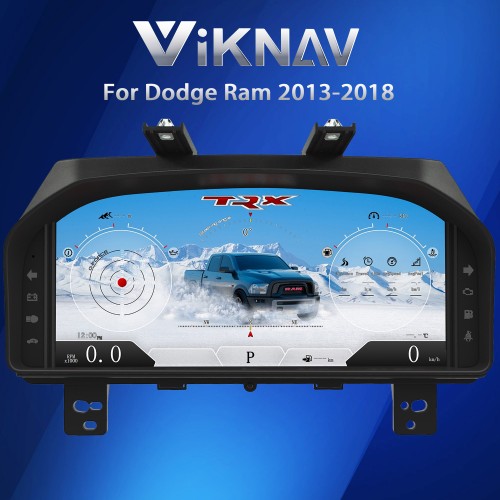 Viknav 13.1 Inch LCD Screen Car Digital Cluster For Dodge Ram 1500 2500 3500 2013-2018 Linux System Car Digital Speedometer Dashboard Panel Instrument Panel Virtual Cockpit