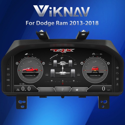 Viknav 13.1 Inch LCD Screen Car Digital Cluster For Dodge Ram 1500 2500 3500 2013-2018 Linux System Car Digital Speedometer Dashboard Panel Instrument Panel Virtual Cockpit