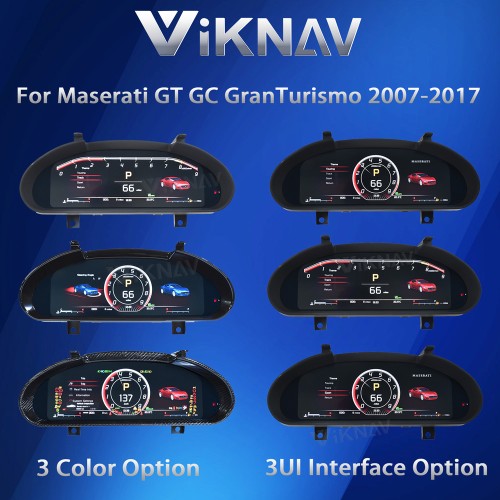 Viknav 12.3 Inch Car LCD Digital Cluster Speedometer For Maserati GT  2007-2017 Dashboard Instrument Virtual Cockpit