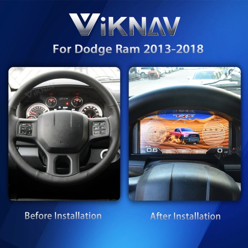 Viknav Pre Order 13.1 Inch Car Digital Cluster For Dodge Ram 1500 2500 3500 2013-2018 Linux System Car Digital Speedometer Dashboard Panel Instrument Panel Virtual Cockpit