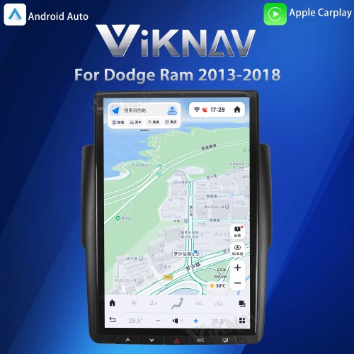Viknav 14.4 Inch Touch Screen Android Car Radio For Dodge RAM 2013-2018 Wireless Carplay GPS Navigation Head Unit With 13.1 Inch Car Speedometer