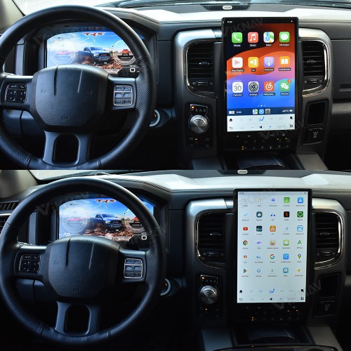 Viknav 14.4 Inch Touch Screen Android Car Radio For Dodge RAM 2013-2018 Wireless Carplay GPS Navigation Head Unit With 13.1 Inch Car Speedometer