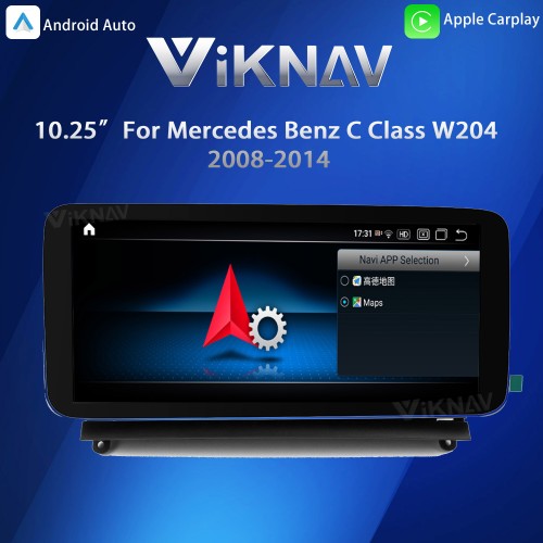 Viknav 10.25 Inch Android Car With Screen Multimedia Player For Mercedes Benz C Class W204 2008-2014 GPS Navigation 2Din