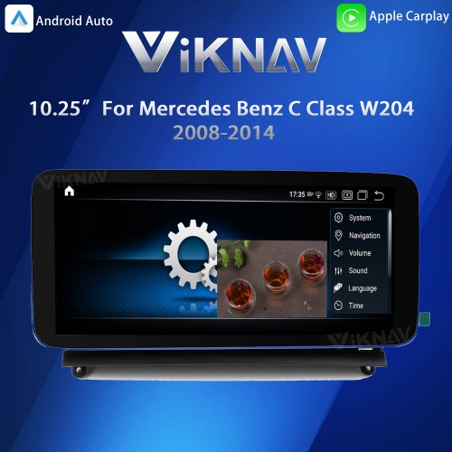 Viknav 10.25 Inch Android Car With Screen Multimedia Player For Mercedes Benz C Class W204 2008-2014 GPS Navigation 2Din