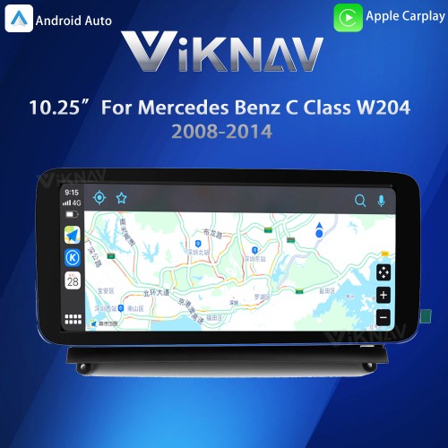 Viknav 10.25 Inch Android Car With Screen Multimedia Player For Mercedes Benz C Class W204 2008-2014 GPS Navigation 2Din