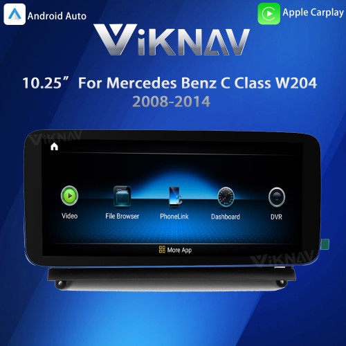 Viknav 10.25 Inch Android Car With Screen Multimedia Player For Mercedes Benz C Class W204 2008-2014 GPS Navigation 2Din