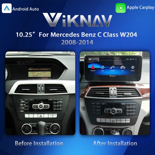 Viknav 10.25 Inch Android Car With Screen Multimedia Player For Mercedes Benz C Class W204 2008-2014 GPS Navigation 2Din