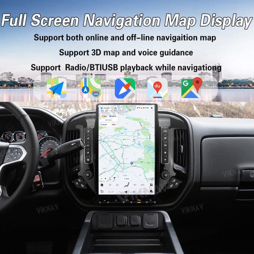 Viknav Car Radio For Chevrolet  Silverado / GMC SIERRA 2013-2018 HD Touch Screen Android Head Unit Wirless Carplay GPS Navigation Player Autoradio (black 128GB)