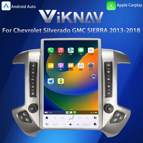 Viknav 14.4inch Car Radio For Chevrolet Silverado / GMC SIERRA 2013-2018 Touch Screen Android Head Unit GPS Navigation Player Autoradio(silvery 128GB)