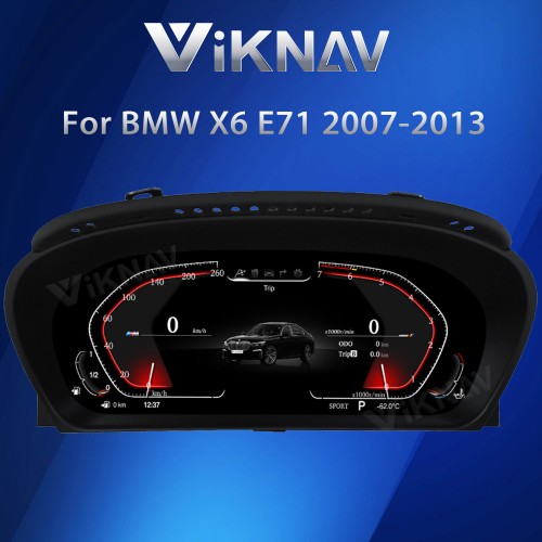 Viknav Digital Instrument Cluster 12.3 inch For BMW X6 E71 2007-2013 Linux system Vertical Screen Car Speed Meter Car Dashboard Digital Panel Head Unit