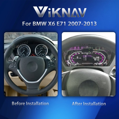 Viknav Digital Instrument Cluster 12.3 inch For BMW X6 E71 2007-2013 Linux system Vertical Screen Car Speed Meter Car Dashboard Digital Panel Head Unit
